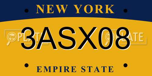 3ASX08 New York License Plate