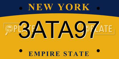 3ATA97 New York License Plate