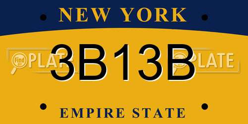 3B13B New York License Plate