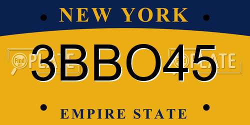 3BBO45 New York License Plate