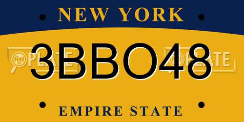 3BBO48 New York License Plate