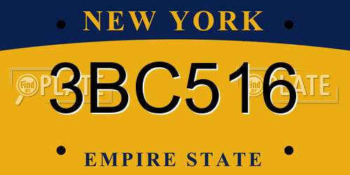 3BC516 New York License Plate