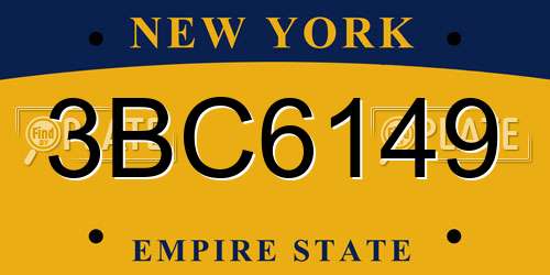 3BC6149 New York License Plate