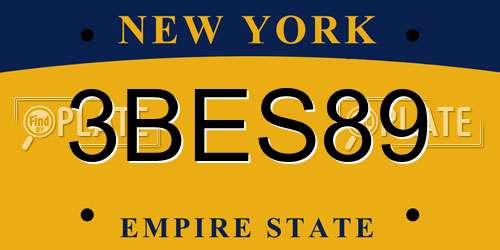 3BES89 New York License Plate