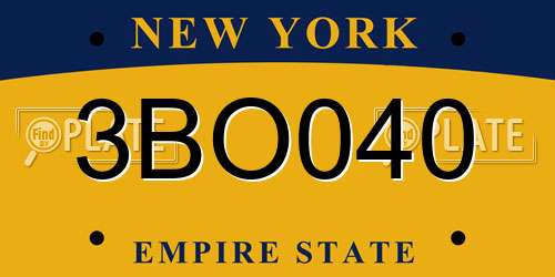 3BO040 New York License Plate