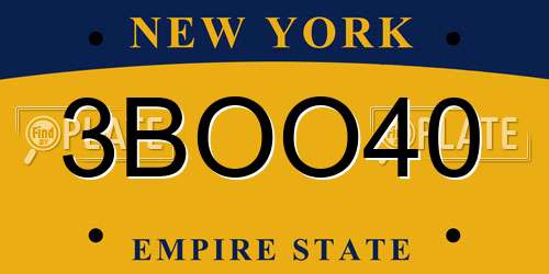 3BOO40 New York License Plate