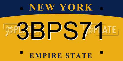 3BPS71 New York License Plate