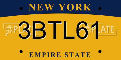 3BTL61 New York License Plate