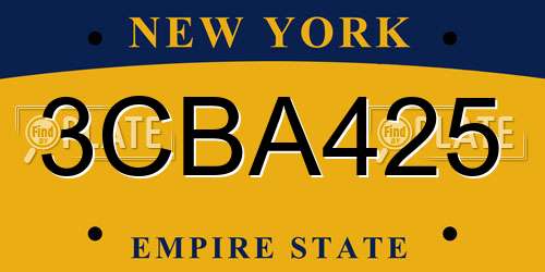 3CBA425 New York License Plate