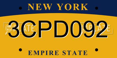 3CPD092 New York License Plate