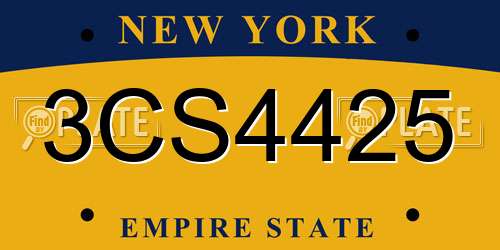 3CS4425 New York License Plate