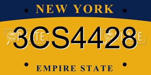 3CS4428 New York License Plate