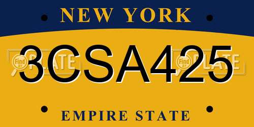 3CSA425 New York License Plate