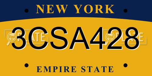 3CSA428 New York License Plate