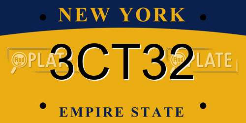3CT32 New York License Plate