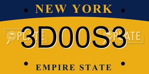 3D00S3 New York License Plate