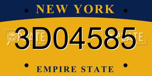 3D04585 New York License Plate