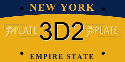 3D2 New York License Plate
