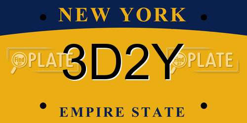 3D2Y New York License Plate