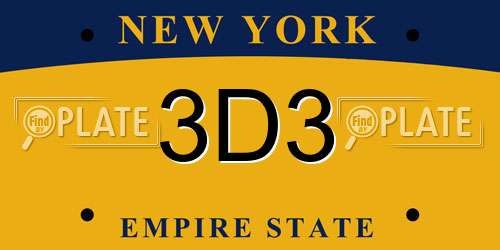 3D3 New York License Plate