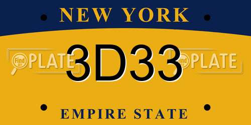 3D33 New York License Plate