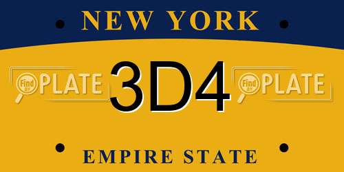 3D4 New York License Plate