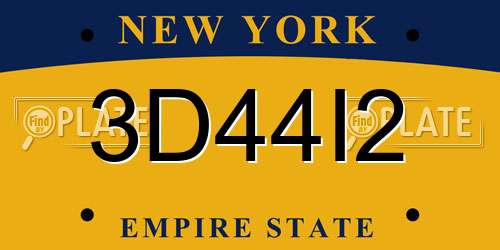3D44I2 New York License Plate