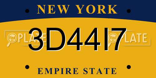 3D44I7 New York License Plate