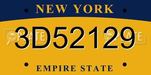 3D52129 New York License Plate