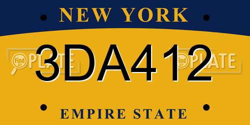 3DA412 New York License Plate