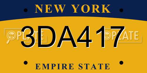 3DA417 New York License Plate