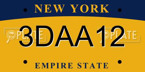 3DAA12 New York License Plate