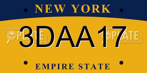 3DAA17 New York License Plate