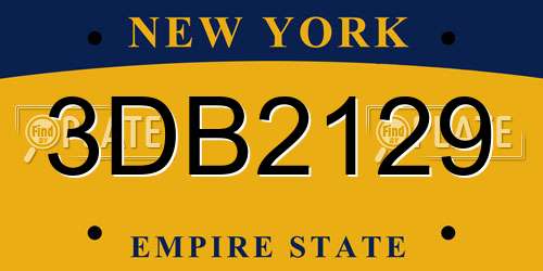3DB2129 New York License Plate
