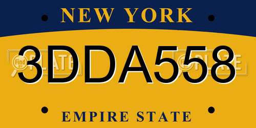 3DDA558 New York License Plate