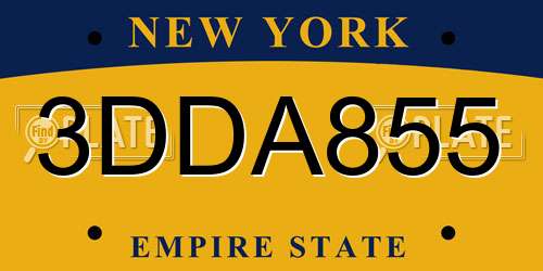 3DDA855 New York License Plate