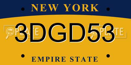 3DGD53 New York License Plate