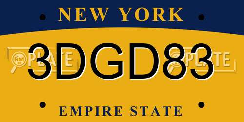 3DGD83 New York License Plate