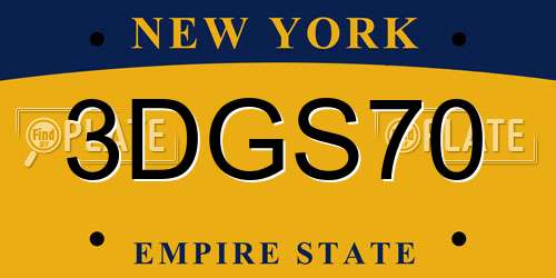 3DGS70 New York License Plate