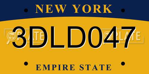 3DLD047 New York License Plate