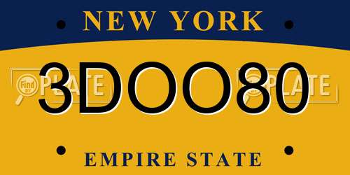 3DOO80 New York License Plate