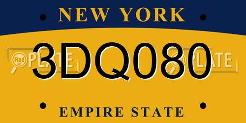 3DQ080 New York License Plate