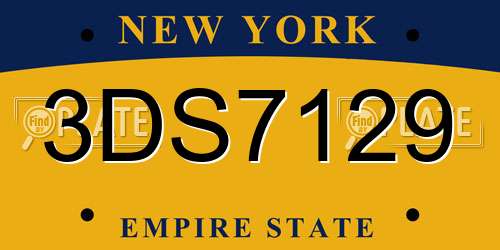 3DS7129 New York License Plate