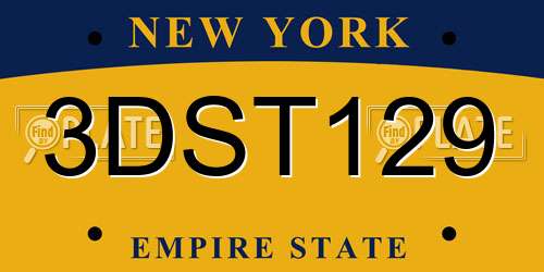 3DST129 New York License Plate