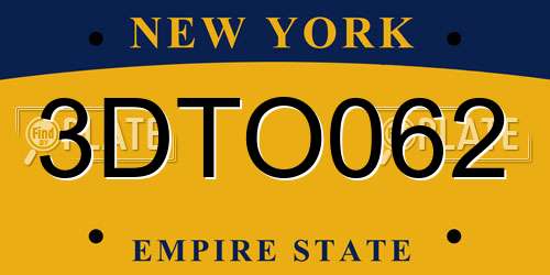 3DTO062 New York License Plate