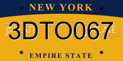 3DTO067 New York License Plate