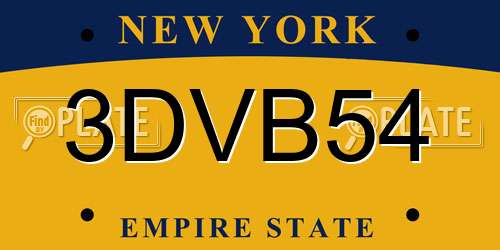 3DVB54 New York License Plate