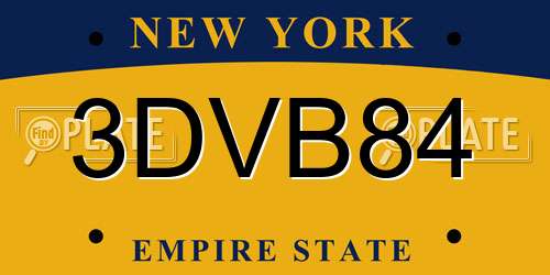 3DVB84 New York License Plate