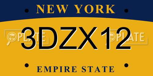 3DZX12 New York License Plate