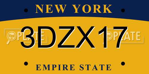 3DZX17 New York License Plate